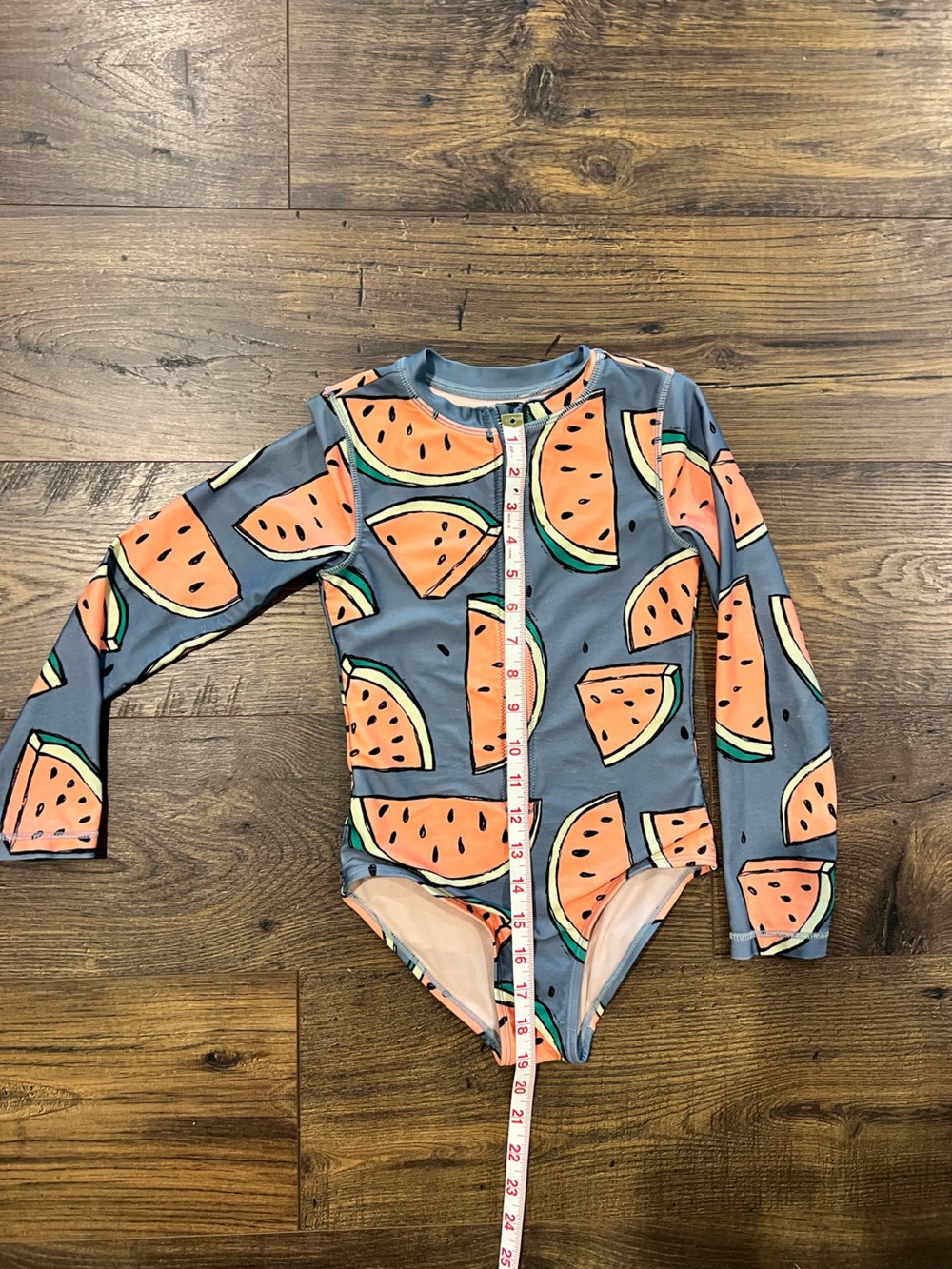 Tea Collection Gray Long-Sleeve Rashguard with Watermelon Print